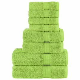SOLMERE 8 Piece Premium Towel Set Apple Green 600 gsm