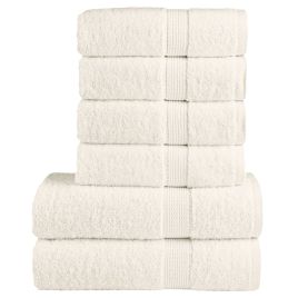 SOLMERE 6 Piece Premium Towel Set Cream 600 gsm