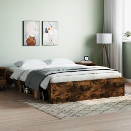 Bed Frame Smoked Oak 150x200 cm King Size