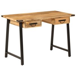 Desk with Drawers 105x55x70 cm Solid Wood Mango and Iron