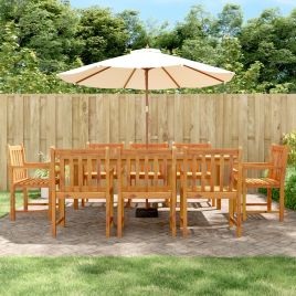 9 Pcs Garden Dining Set Solid Wood Acacia