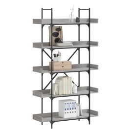 Bookcase 5-Tier Grey Sonoma 100x33x180.5 cm Engineered Wood