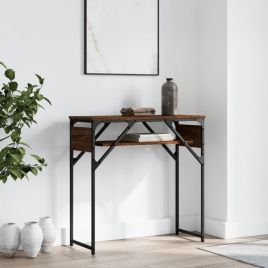 Console Table with Shelf Brown Oak 75x30x75cm Engineered Wood