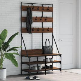 Clothes Rack with Shoe Storage Brown Oak 100x40x184 cm