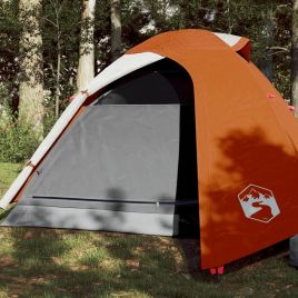 Camping Tent 2 Persons Grey&Orange 264x210x125 cm 185T Taffeta