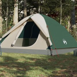Camping Tent 6 Persons Green 348x340x190 cm 190T Taffeta