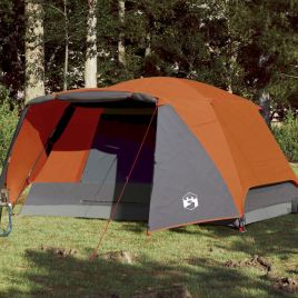 Camping Tent 4 Persons Grey&Orange 350x280x155 cm 190T Taffeta