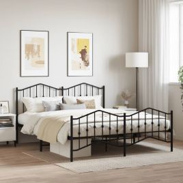 Metal Bed Frame with Headboard and FootboardÂ Black 183x213 cm
