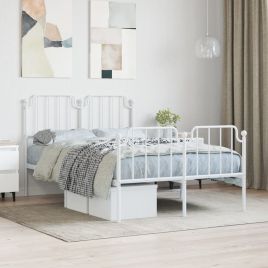 Metal Bed Frame with Headboard and FootboardÂ White 120x200 cm
