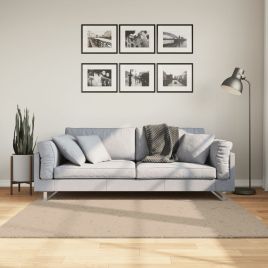 Rug Short Pile Soft and Washable Sand 160x160cm