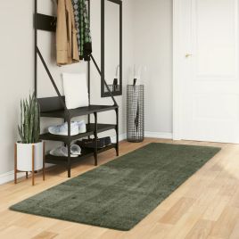 Rug Short Pile Soft and Washable Forest Green 80x250cm