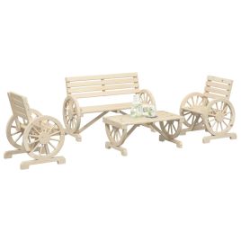 4 Piece Garden Lounge Set Solid Wood Fir - vid-3207131