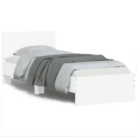 Bed Frame with Headboard White 90x190 cm Single Engineered wood
