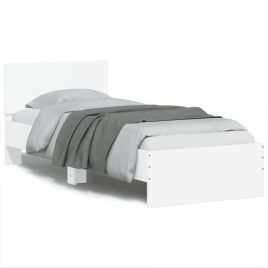 Bed Frame with Headboard White 75x190 cm Small Single Engineered wood