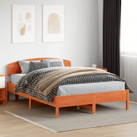 Bedframe Wax Brown 150x200cm King Size Solid Wood Pine