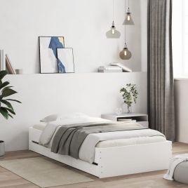 Bed Frame with Drawers White 90x200 cm Engineered Wood
