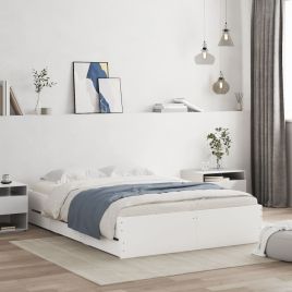 Bed Frame with Drawers White 120x190 cm Small Double Engineered Wood
