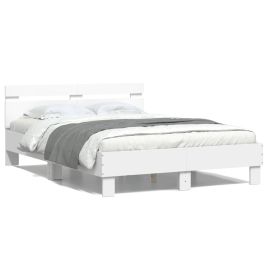Bed Frame with Headboard White 120x200 cm Engineered Wood