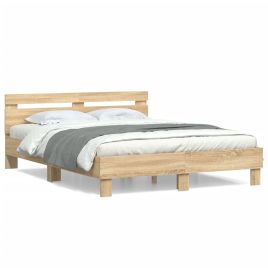 Bed Frame with Headboard Sonoma Oak 140x190 cm Engineered Wood