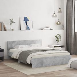 Bed Frame with Headboard Concrete Grey 140x200 cm