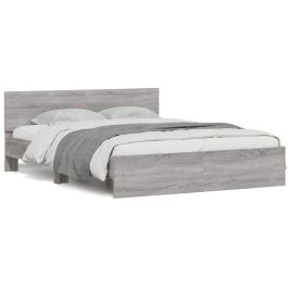 Bedframe with Headboard and LED Grey Sonoma 150x200cm King Size