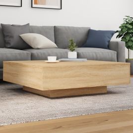Coffee Table with LED Lights Sonoma Oak 100x100x31 cm