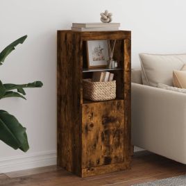 Sideboard with LED Lights Smoked Oak 41x37x100 cm