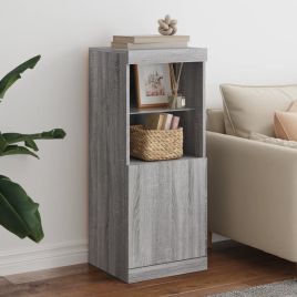 Sideboard with LED Lights Grey Sonoma 41x37x100 cm
