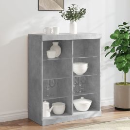 Sideboard with LED Lights Concrete Grey 81x37x100 cm