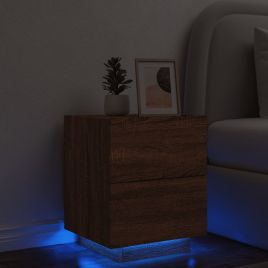 Bedside Table - CLARA Nightstand Brown Oak 45cm
