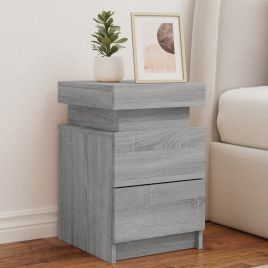 Bedside Table - LEAMING 2 Piece Nightstand Grey Sonoma 35cm