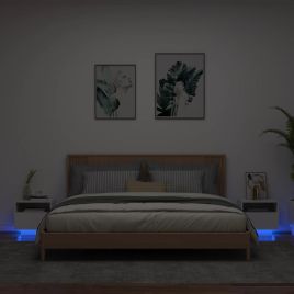 Bedside Table - MIAMI 2 Piece Nightstand White 40cm
