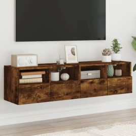 TV Wall Cabinets 2 Pieces Smoked Oak 60x30x30 cm Engineered Wood