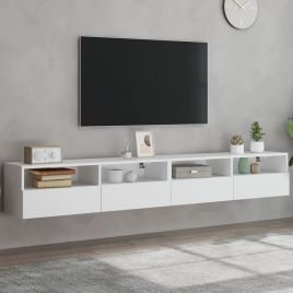 TV Wall Cabinets 2 pcs White 100x30x30 cm Engineered Wood