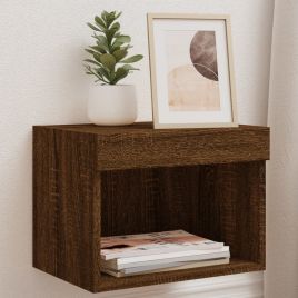 Bedside Table - Phoebe Dover 2 Piece Nightstand Brown Oak 40cm