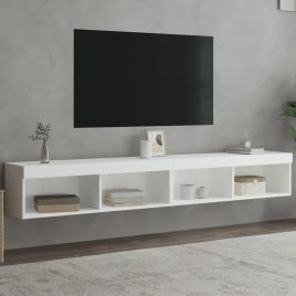 TV Cabinets with LED Lights 2 Pieces White 100x30x30 cm