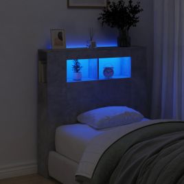 LED Headboard Concrete Grey 100x18.5x103.5cm Engineered Wood