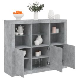 Sideboards with LED Lights 3 pcs Concrete Grey Engineered Wood