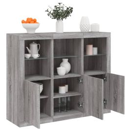 Sideboards with LED Lights 3 pcs Grey Sonoma Engineered Wood