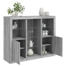 Sideboards with LED Lights 3 pcs Grey Sonoma Engineered Wood