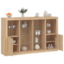 Sideboards with LED Lights 3 Pieces Sonoma Oak Engineered Wood