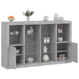 Sideboards with LED Lights 3 Pieces Concrete Grey Engineered Wood