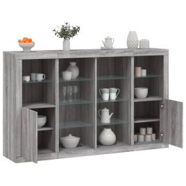 Sideboards with LED Lights 3 Pieces Grey Sonoma Engineered Wood