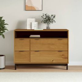 IDRIS I Oak Finish Chest of Drawers - Large-sized, 4 Drawers, Double