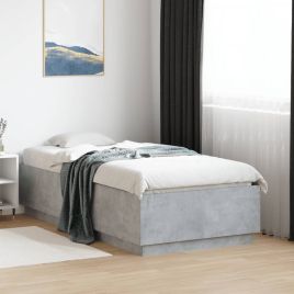 Bedframe with LED Concrete Grey 90x190cm Single