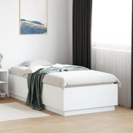 Bedframe with LED White 75x190cm Small Single