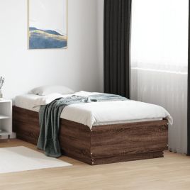 Bedframe with LED Brown Oak 75x190cm Small Single