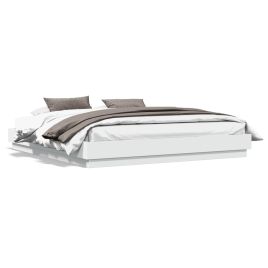 Bed Frame with LED Lights White 180x200 cm Super King
