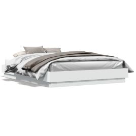 Bed Frame with LED Lights White 160x200 cm