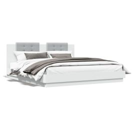 Bed Frame with Headboard White 160x200 cm Engineered Wood
